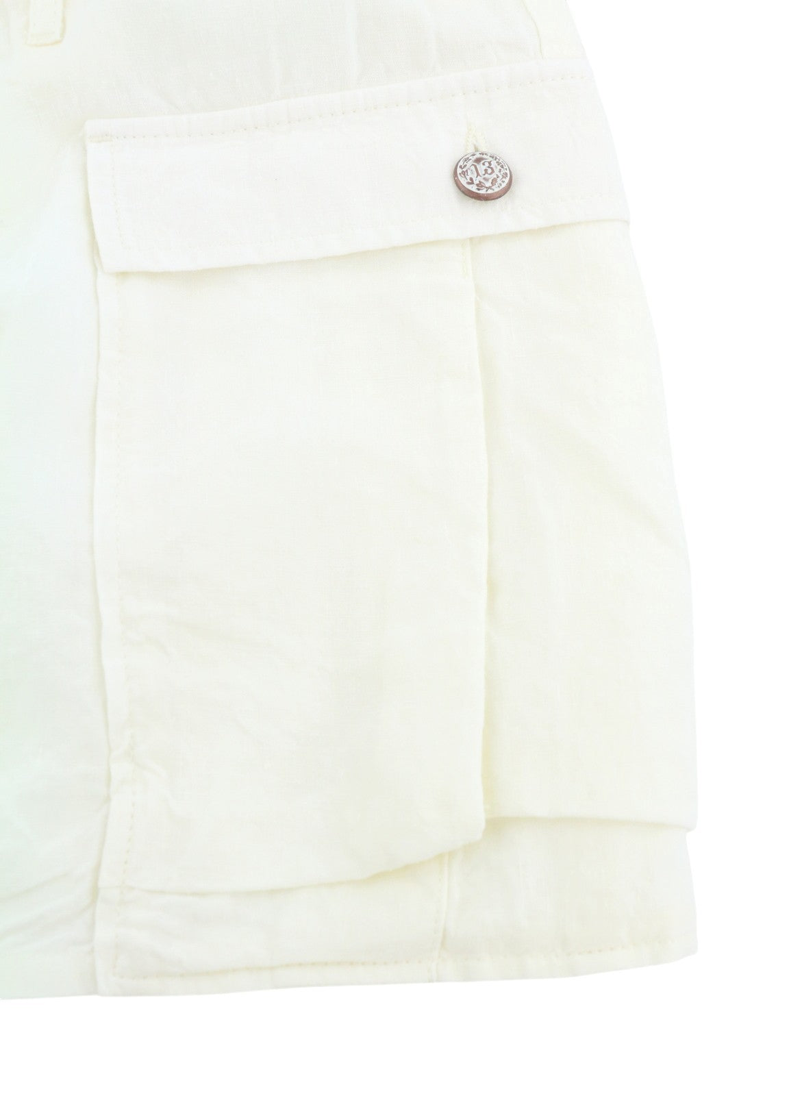 R13 Bubble Skort Women Shorts 28 White Linen Patch Pockets Button SS26