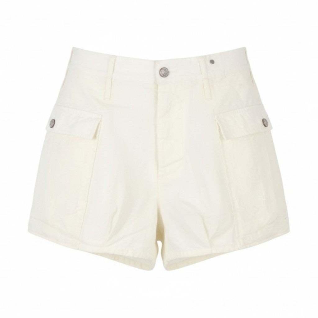 R13 Bubble Skort Women Shorts 28 White Linen Patch Pockets Button Fly SS26