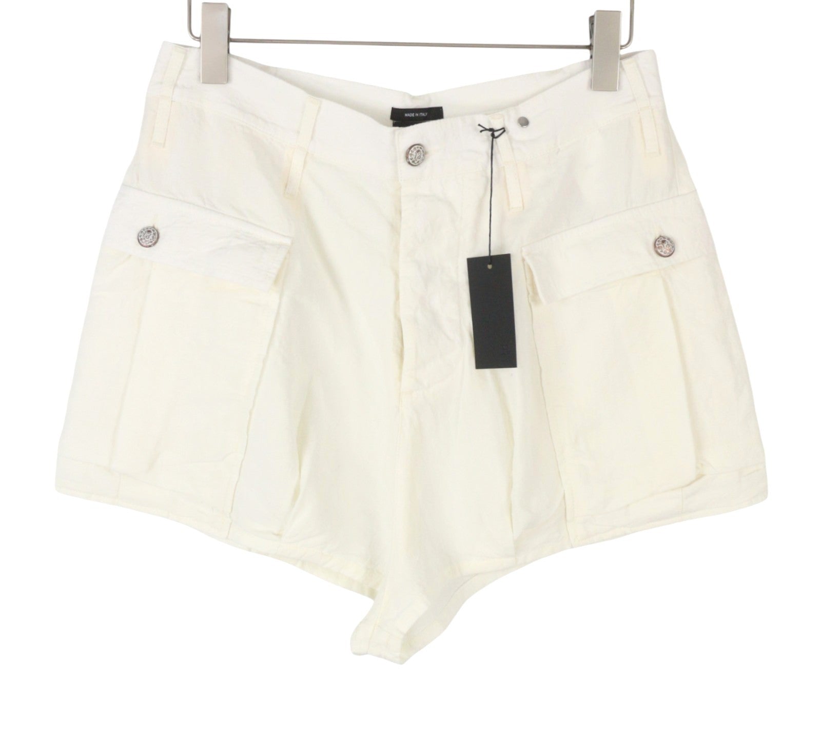R13 Bubble Skort Women Shorts 28 White Linen Patch Pockets Button Fly SS26