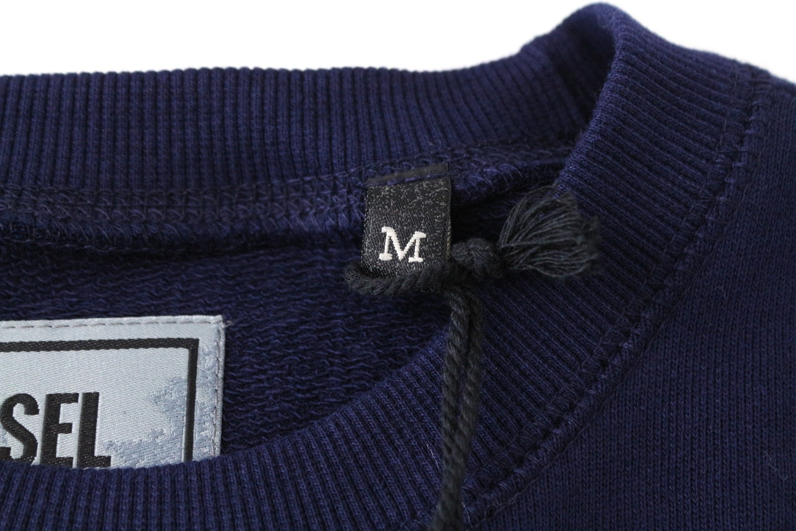 DIESEL S-Joe-B Felpa Men Sweatshirt M Slogan Patched Dark Blue Crew Neckline