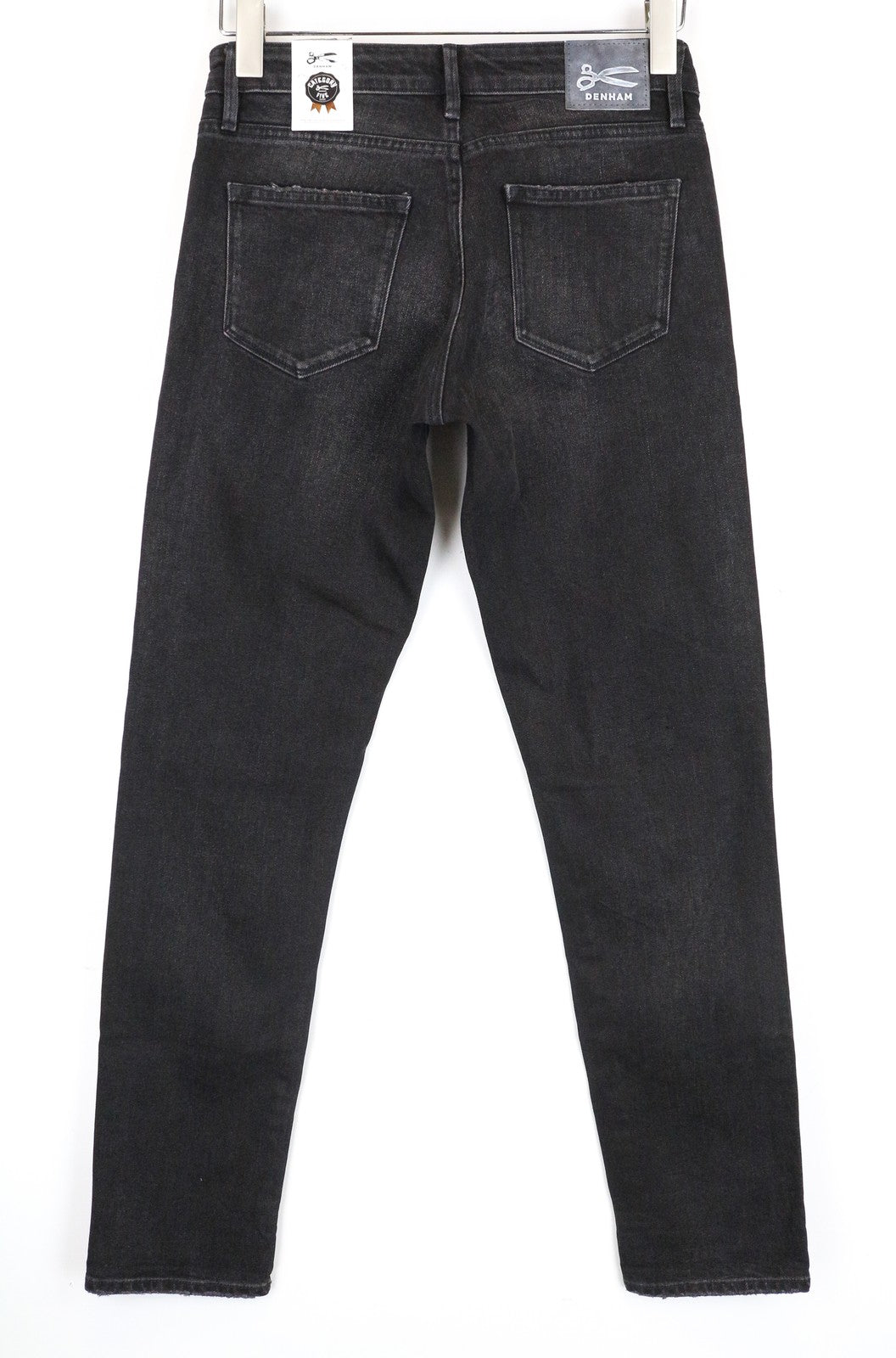 DENHAM Monroe Women Jeans W24/L30 Girlfriend Tapered Distressed Washed Black
