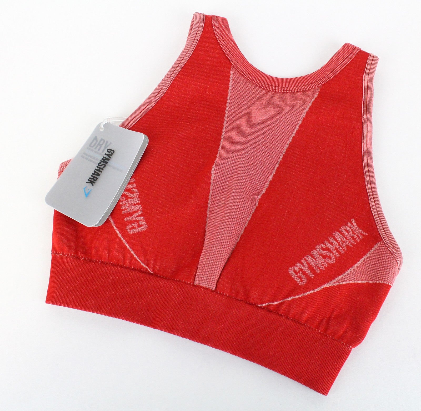 GYMSHARK Turbo Women Sport Bra XS Red Stretch Seamless Logo Activewear Gym