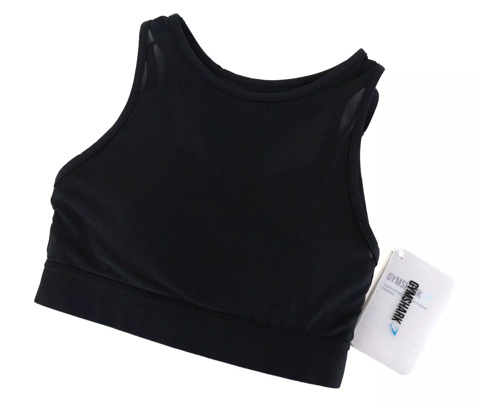 GYMSHARK Women Sport Bra XS Black Mesh Layered Activewear Gym Sleeveless