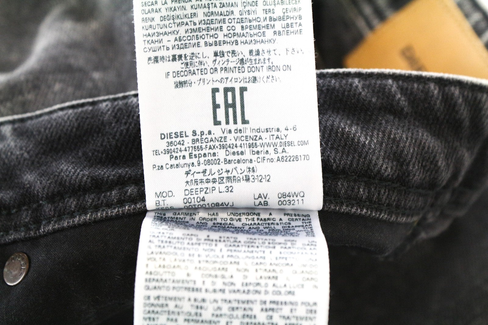 DIESEL Deepzip 084WQ Men Jeans W31/L32 Slim Carrot Fit Wash Grey Cotton Stretch