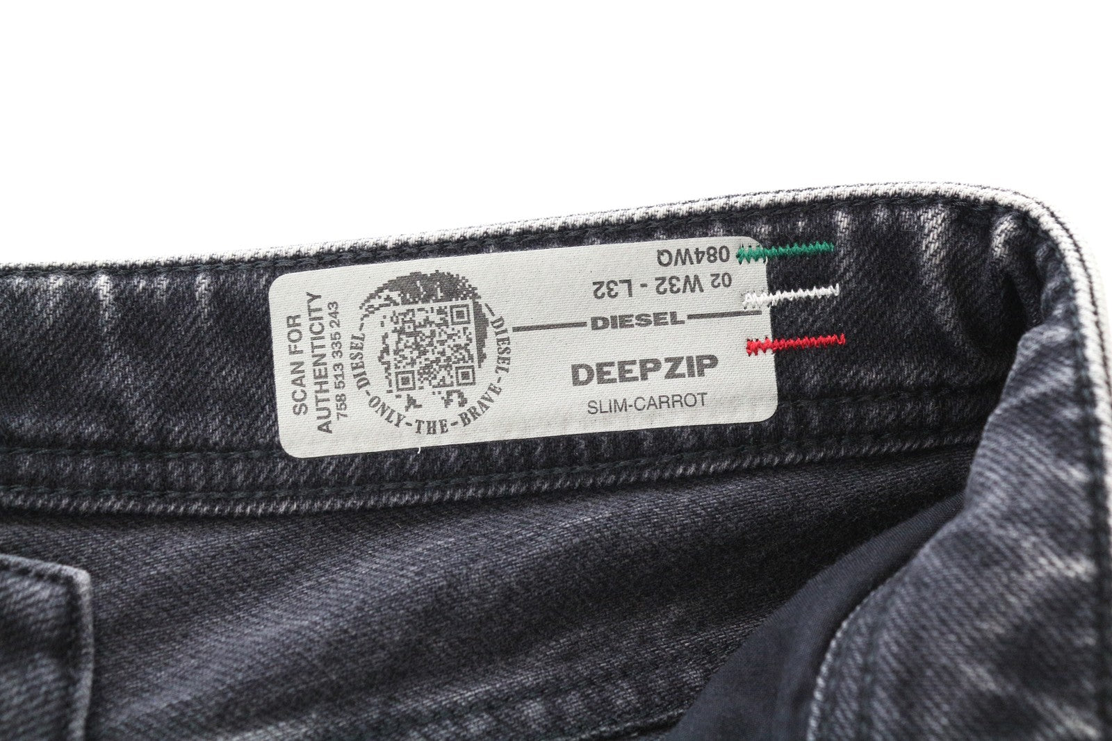 DIESEL Deepzip 084WQ Men Jeans W32/L32 Slim Carrot Grey Cotton Stretch Denim