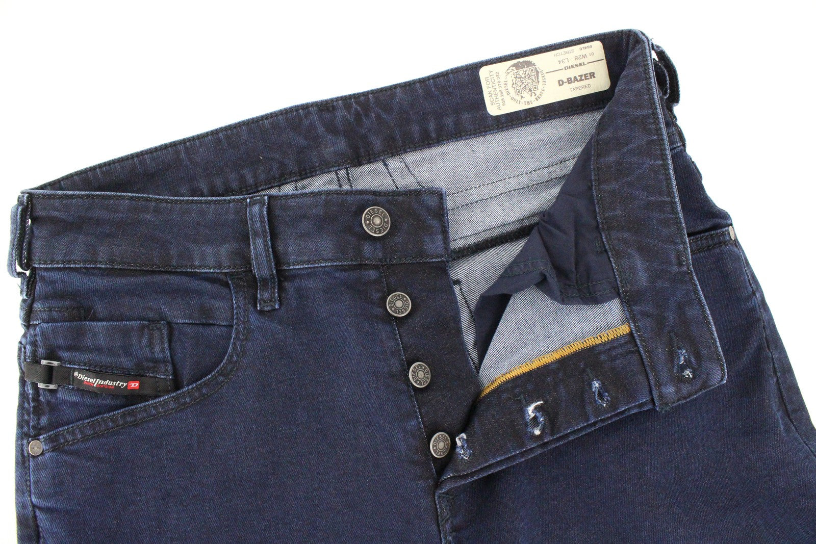 DIESEL D-Bazer 084LC Men Jeans W28/L34 Taper Fit Plain Cotton Stretch Blue