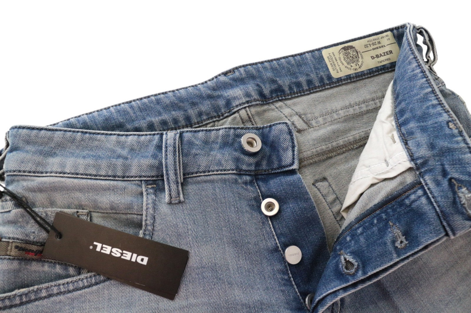 DIESEL D-Bazer 081AP Men Jeans W28/L32 Tapered Fit Light Blue Cotton Stretch