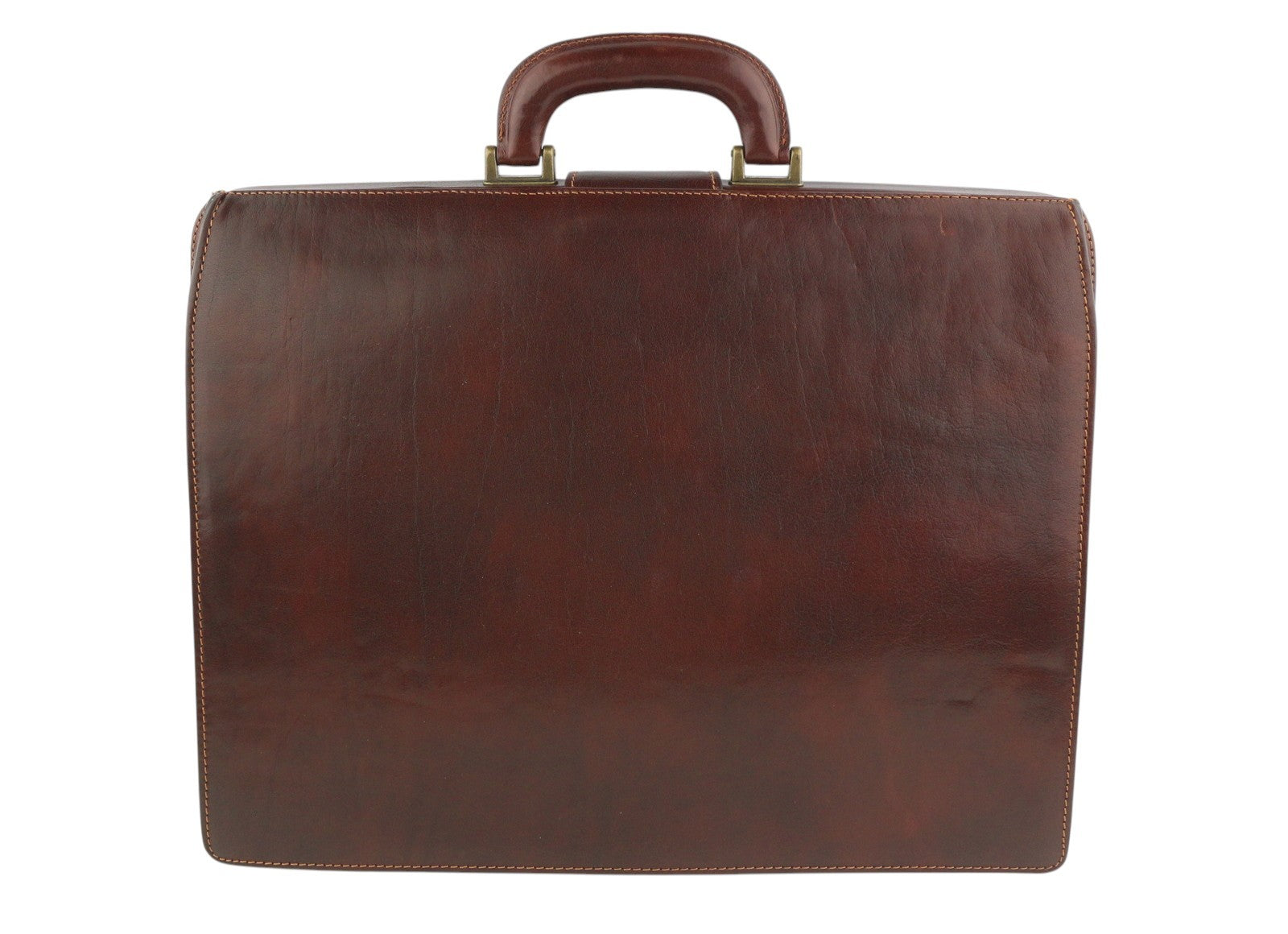 TIME RESISTANCE The Firm Men Briefcase Brown Vachetta Leather Carry Handl RRP350