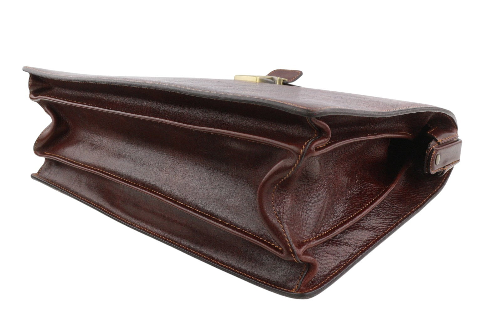 TIME RESISTANCE The Firm Men Briefcase Brown Vachetta Leather Carry Handl RRP350