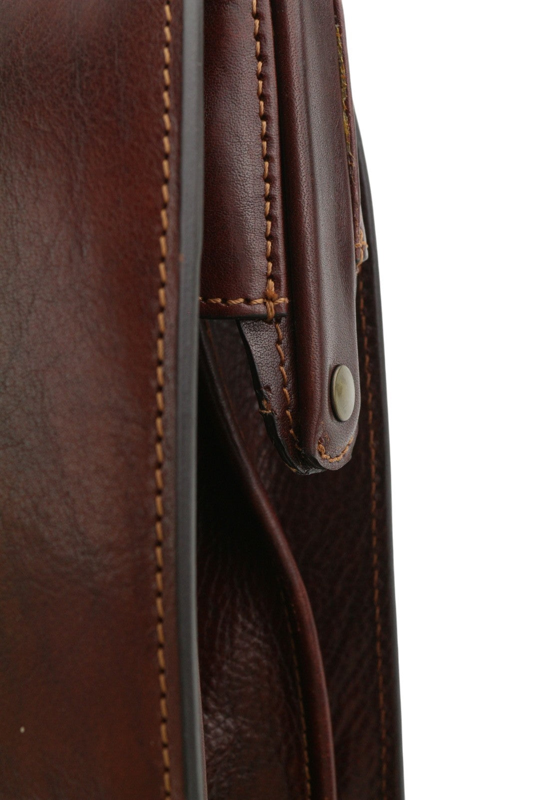 TIME RESISTANCE The Firm Men Briefcase Brown Vachetta Leather Carry Handl RRP350