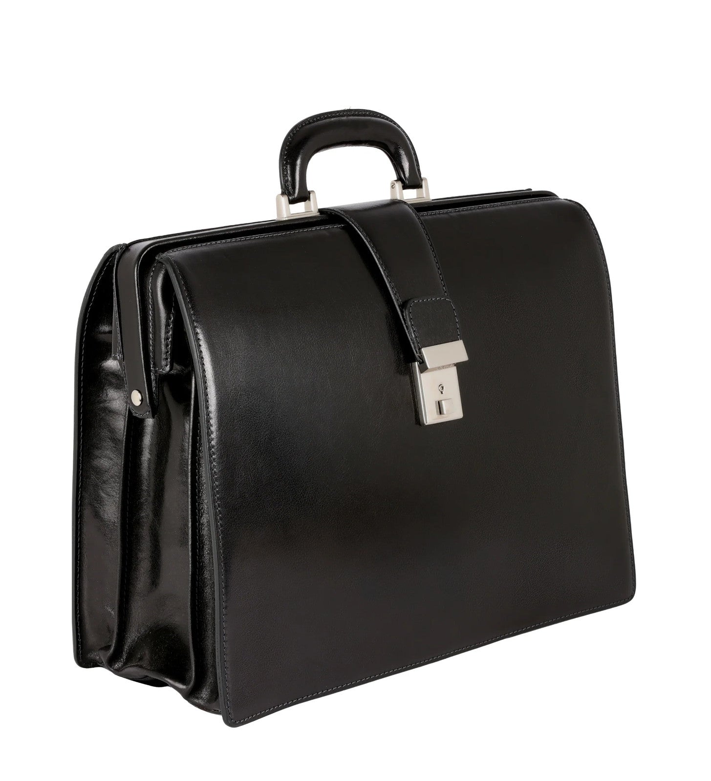TIME RESISTANCE The Firm Men Briefcase Black Vachetta Leather RRP350