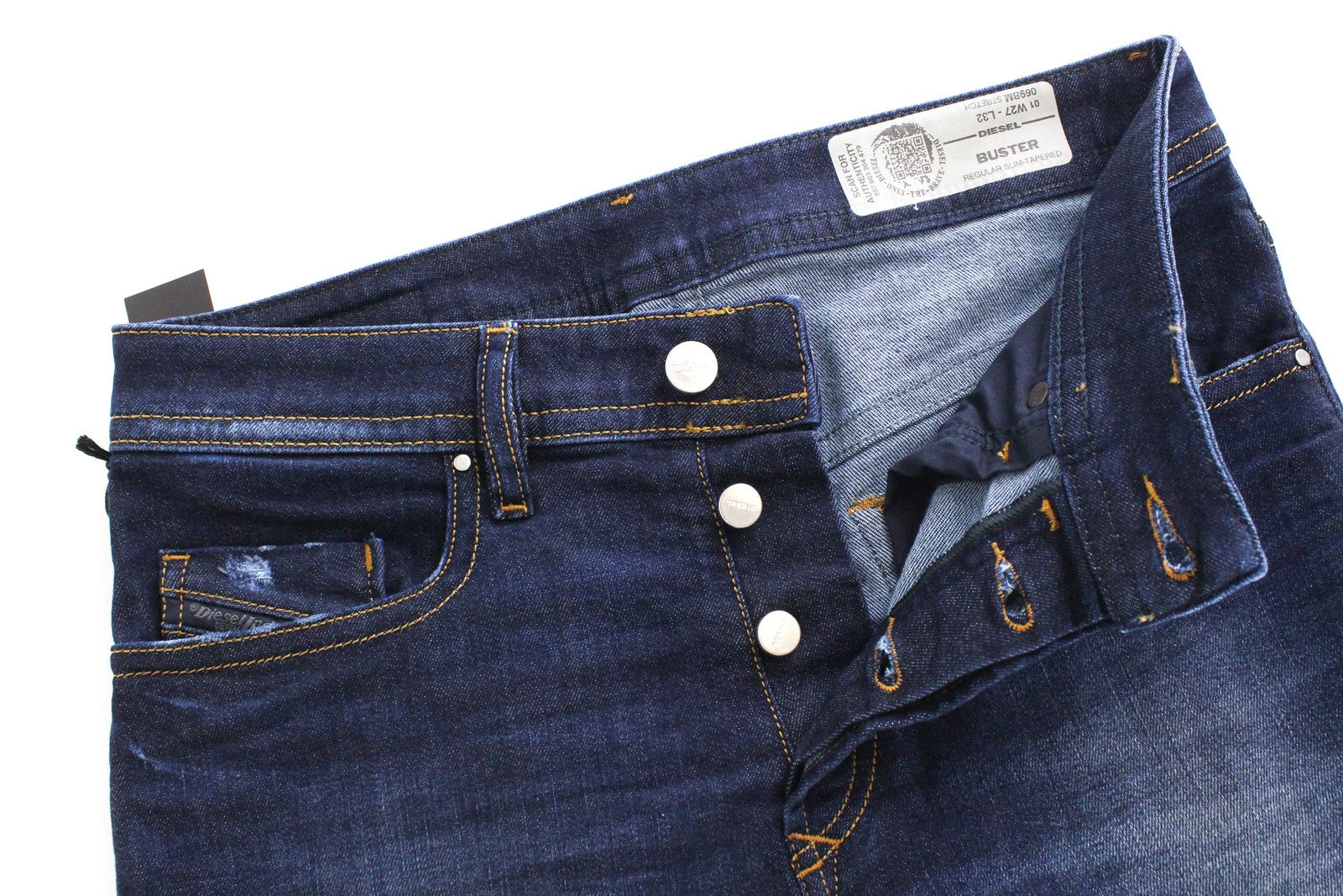 DIESEL Buster 069BM Men Jeans W27/L32 Slim Tapered Cotton Stretch Blue Washed