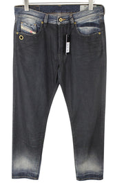 DIESEL Mharky 088AI Men Jeans W32/L34 Grey Blue Cotton Slim Skinny Fit Waxed