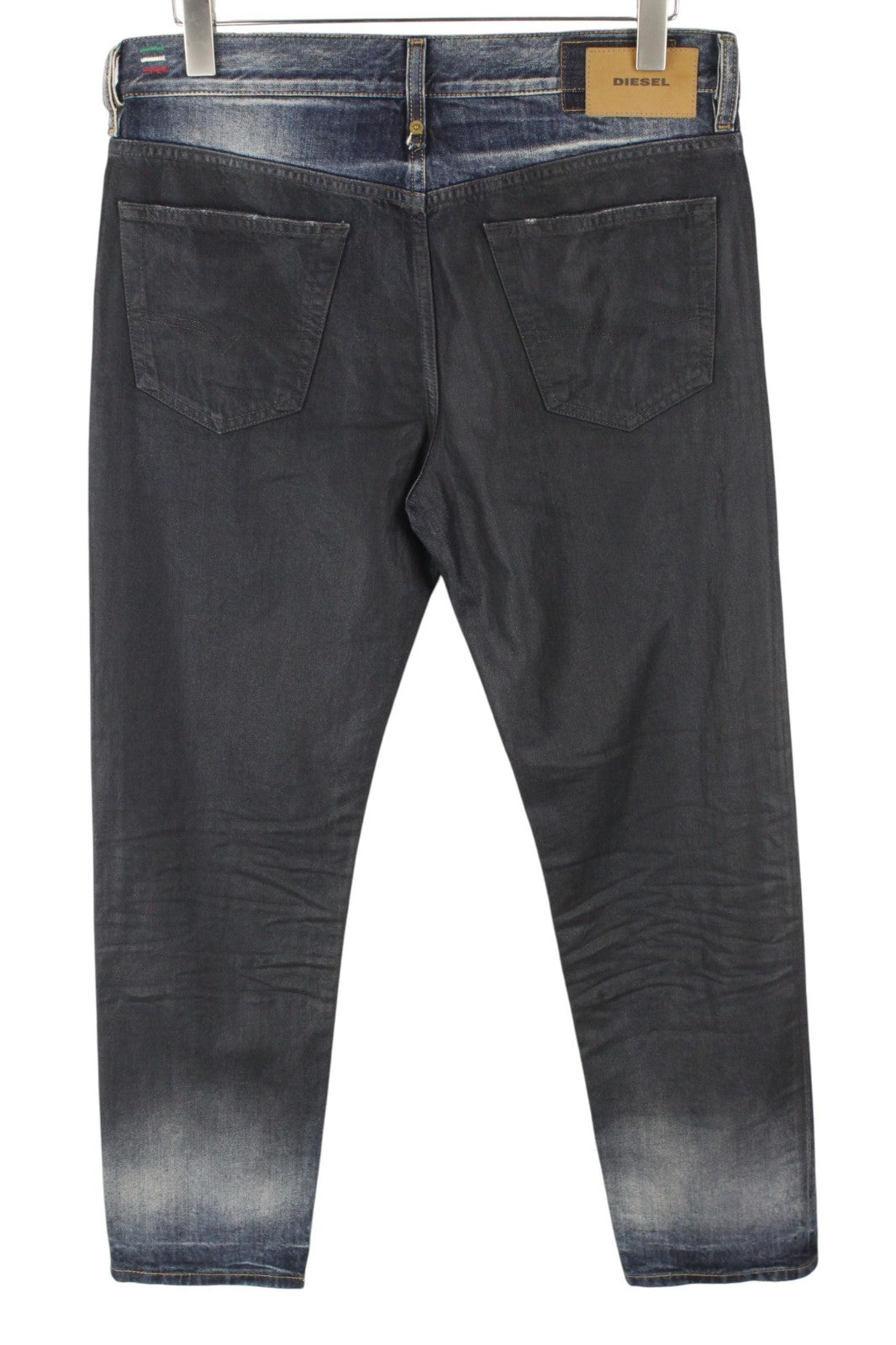 DIESEL Mharky 088AI Men Jeans W32/L34 Grey Blue Cotton Slim Skinny Fit Waxed