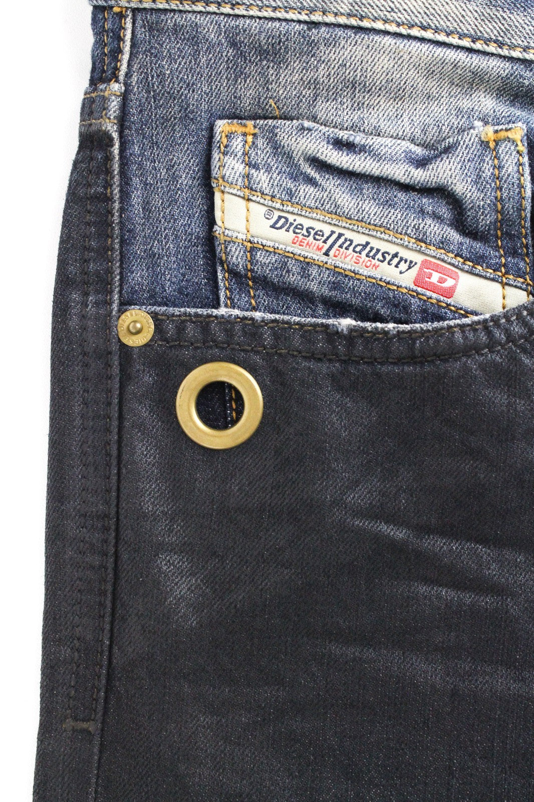 DIESEL Mharky 088AI Men Jeans W32/L34 Grey Blue Cotton Slim Skinny Fit Waxed
