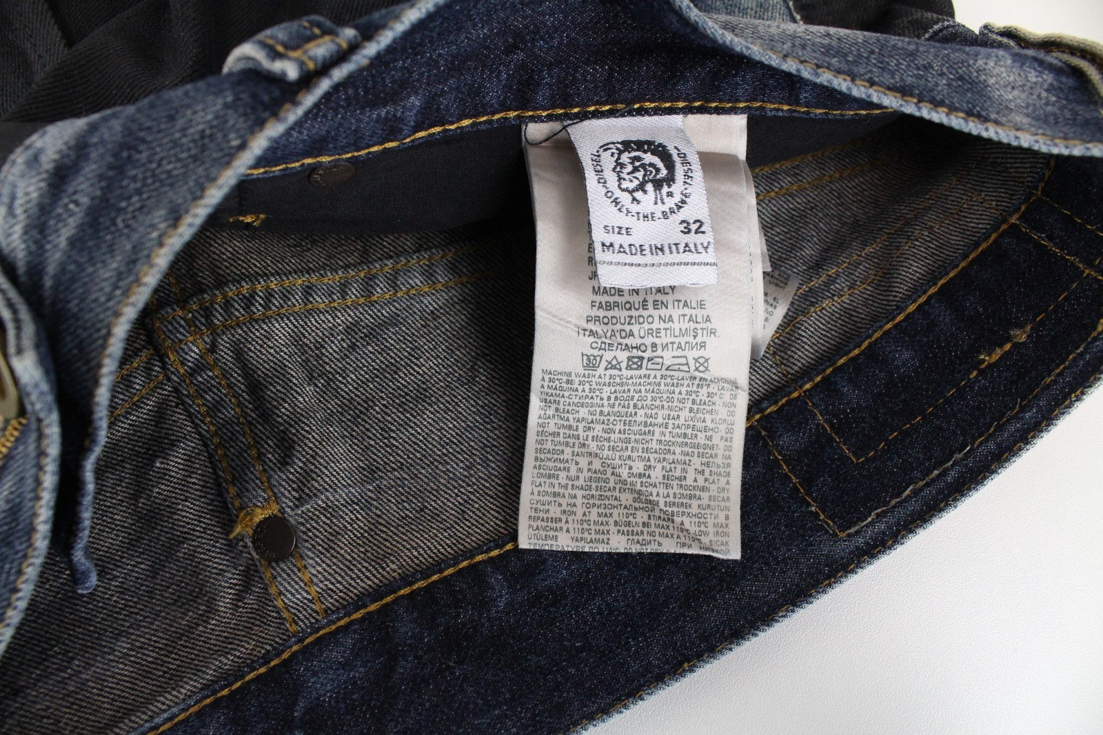 DIESEL Mharky 088AI Men Jeans W32/L34 Grey Blue Cotton Slim Skinny Fit Waxed