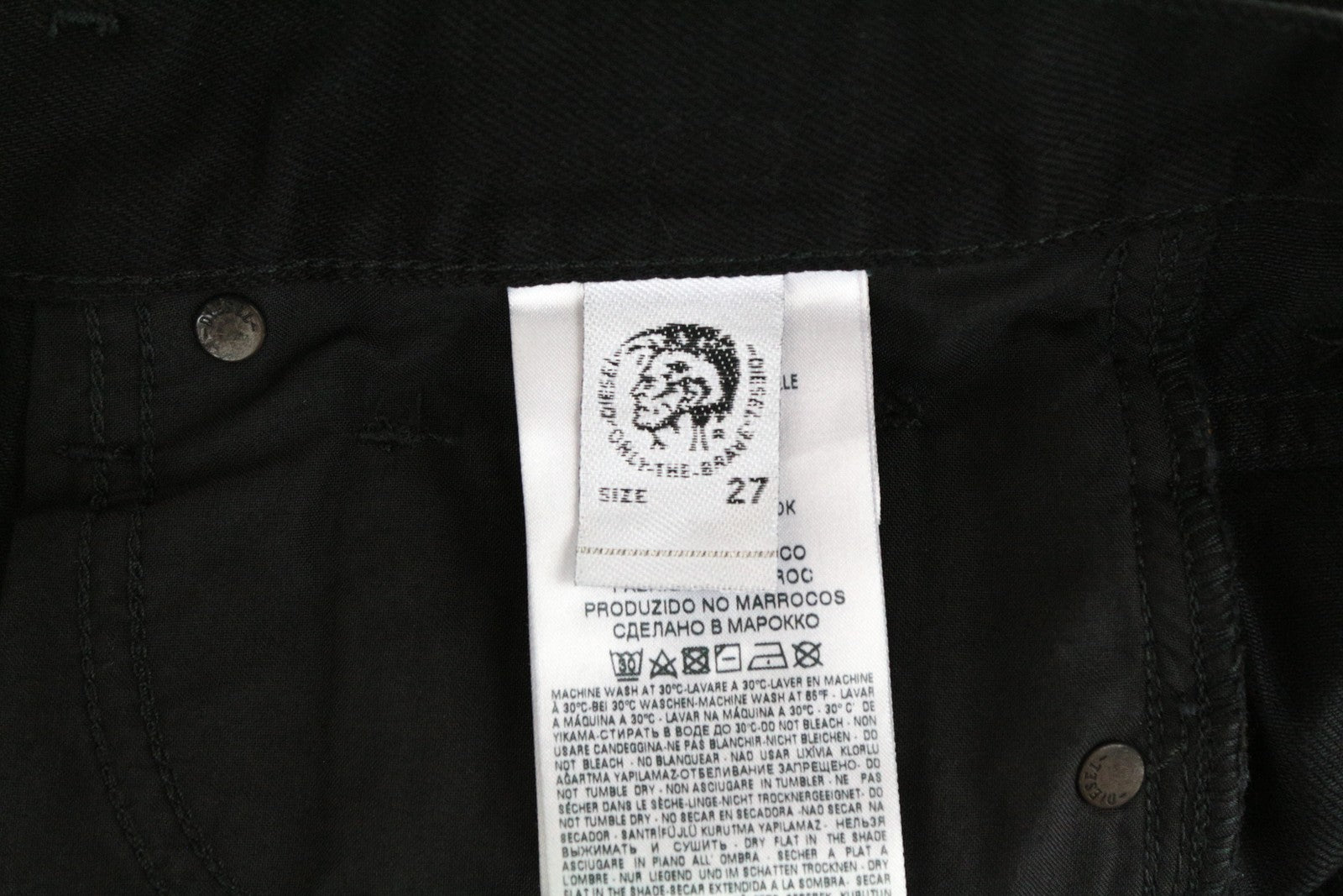 DIESEL Mharky 084WR Men Jeans W27/L30 Black Distressed Cotton Slim Skinny