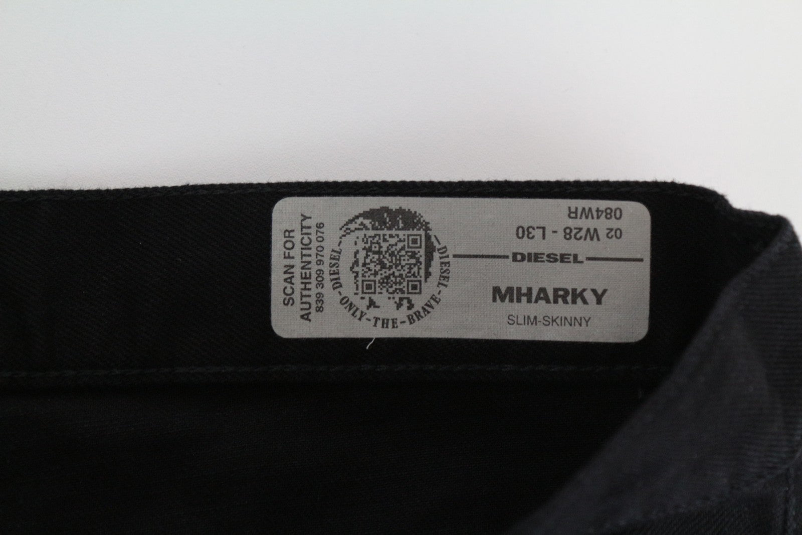 DIESEL Mharky 084WR Men Jeans W28/L30 Black Pure Cotton Slim Skinny Fit Ripped