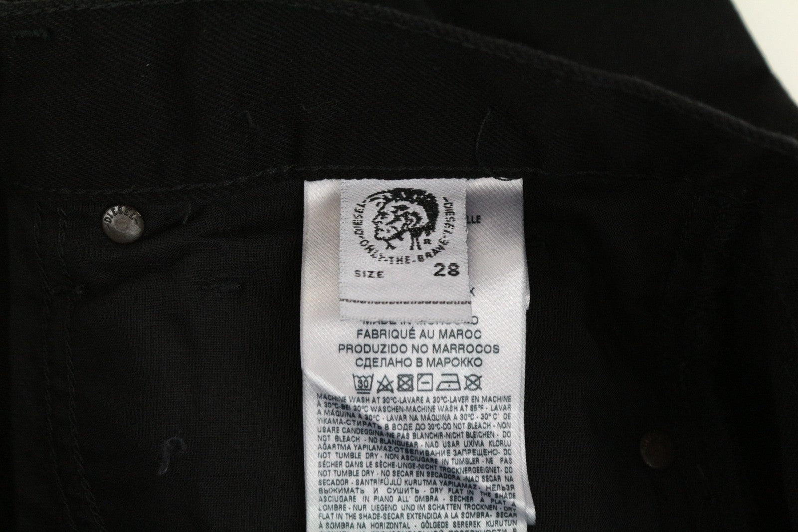 DIESEL Mharky 084WR Men Jeans W28/L30 Black Pure Cotton Slim Skinny Fit Ripped