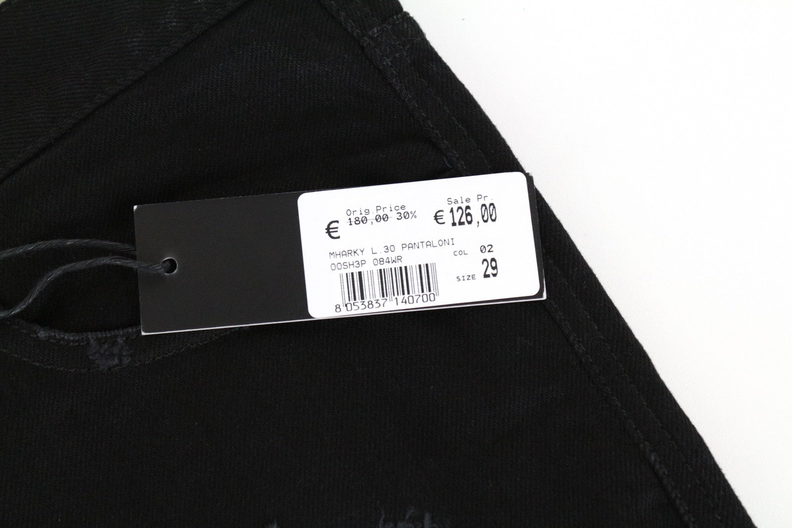 DIESEL Mharky 084WR Men Jeans W29/L30 Black Ripped Denim Cotton Slim Skinny
