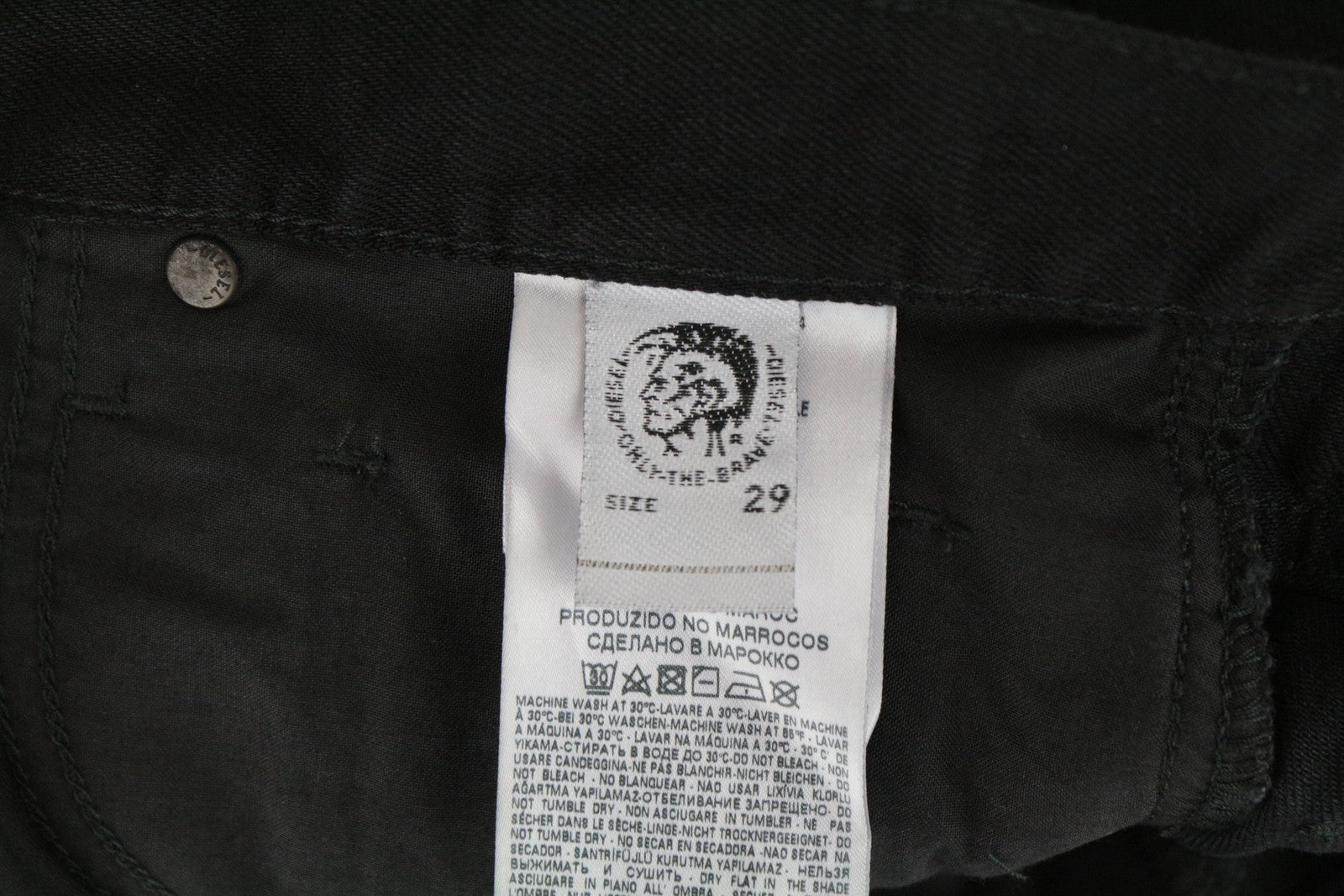 DIESEL Mharky 084WR Men Jeans W29/L30 Black Ripped Denim Cotton Slim Skinny