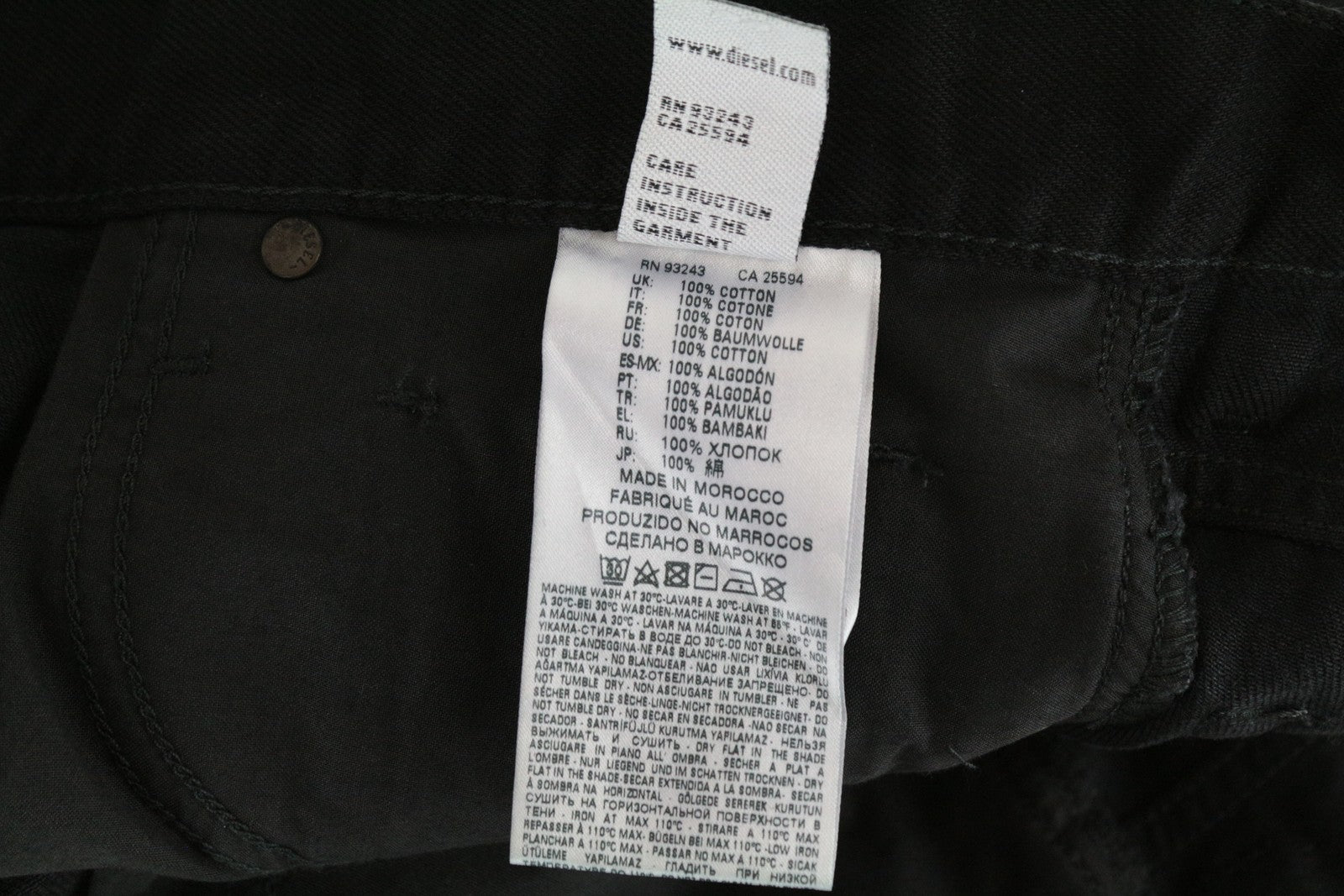 DIESEL Mharky 084WR Men Jeans W29/L30 Black Ripped Denim Cotton Slim Skinny