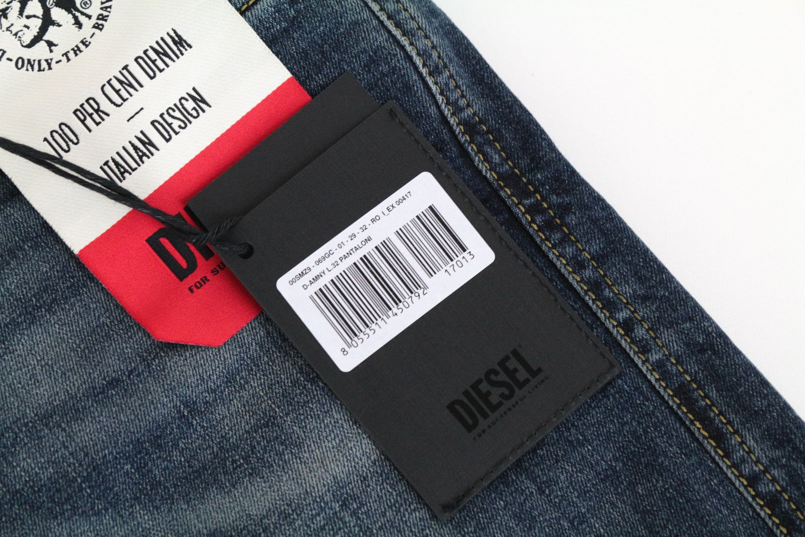 DIESEL D-Amny 069GC Men Jeans W29/L32 Skinny Washed Cotton Stretch Blue Denim