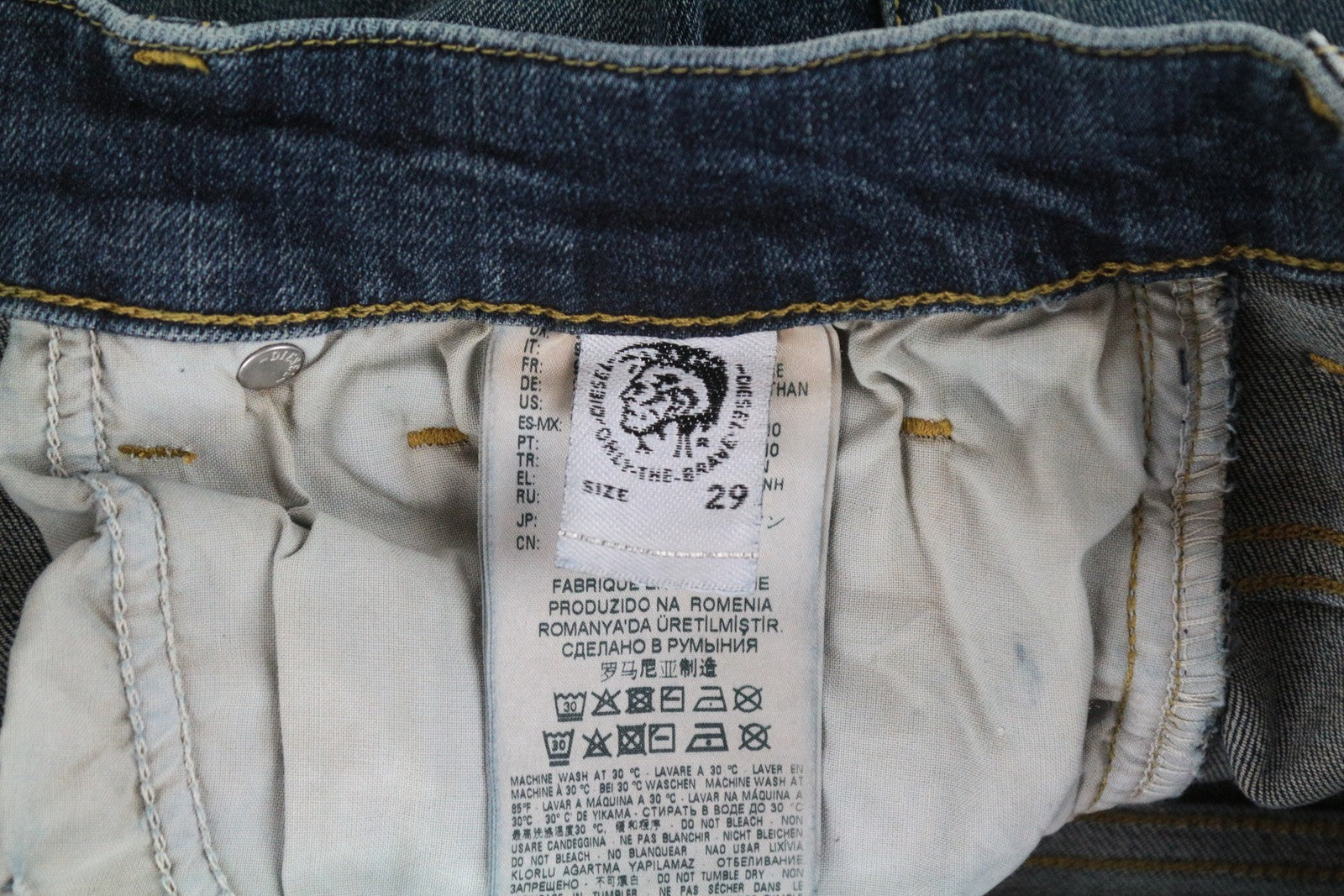 DIESEL D-Amny 069GC Men Jeans W29/L32 Skinny Washed Cotton Stretch Blue Denim
