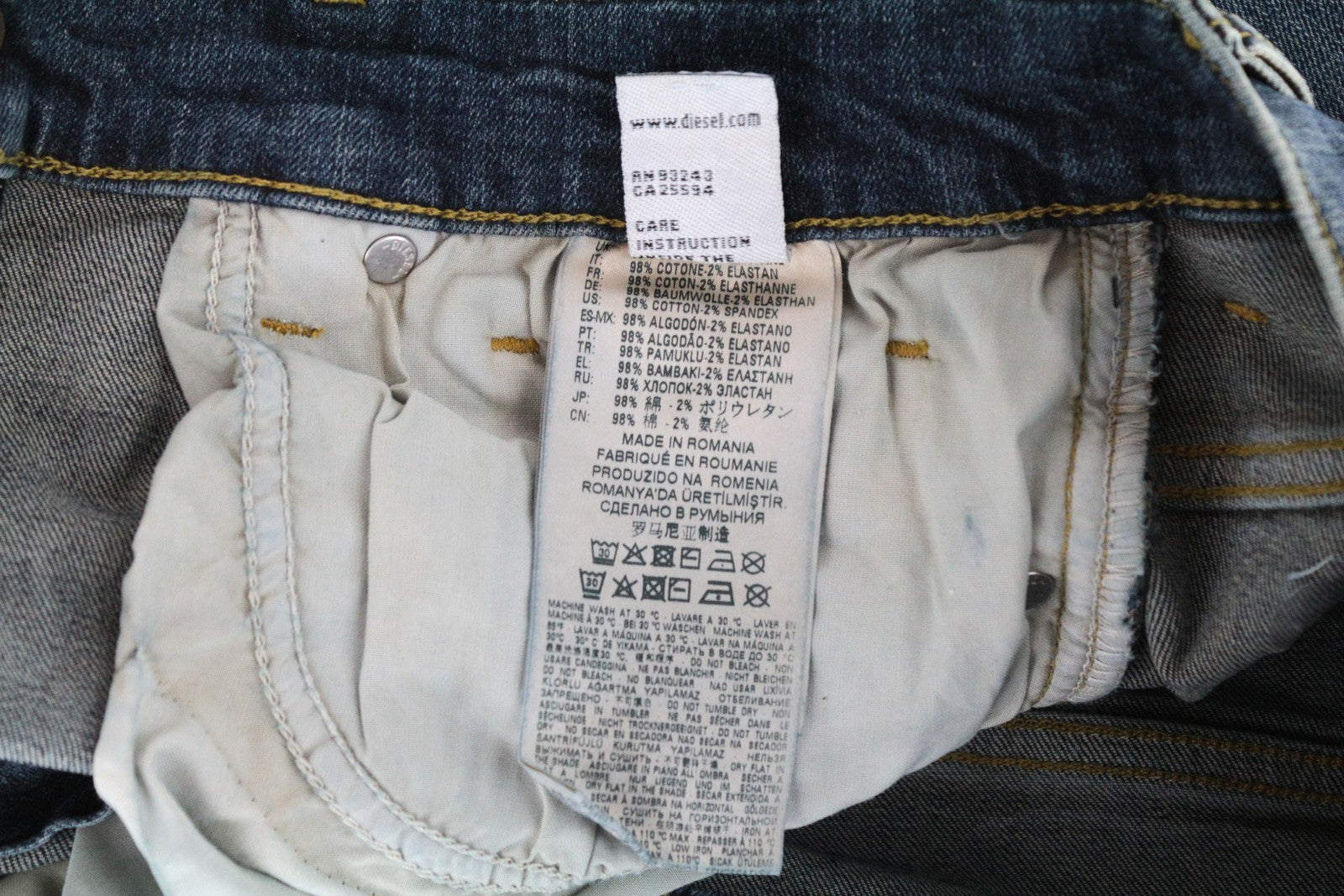 DIESEL D-Amny 069GC Men Jeans W29/L32 Skinny Washed Cotton Stretch Blue Denim