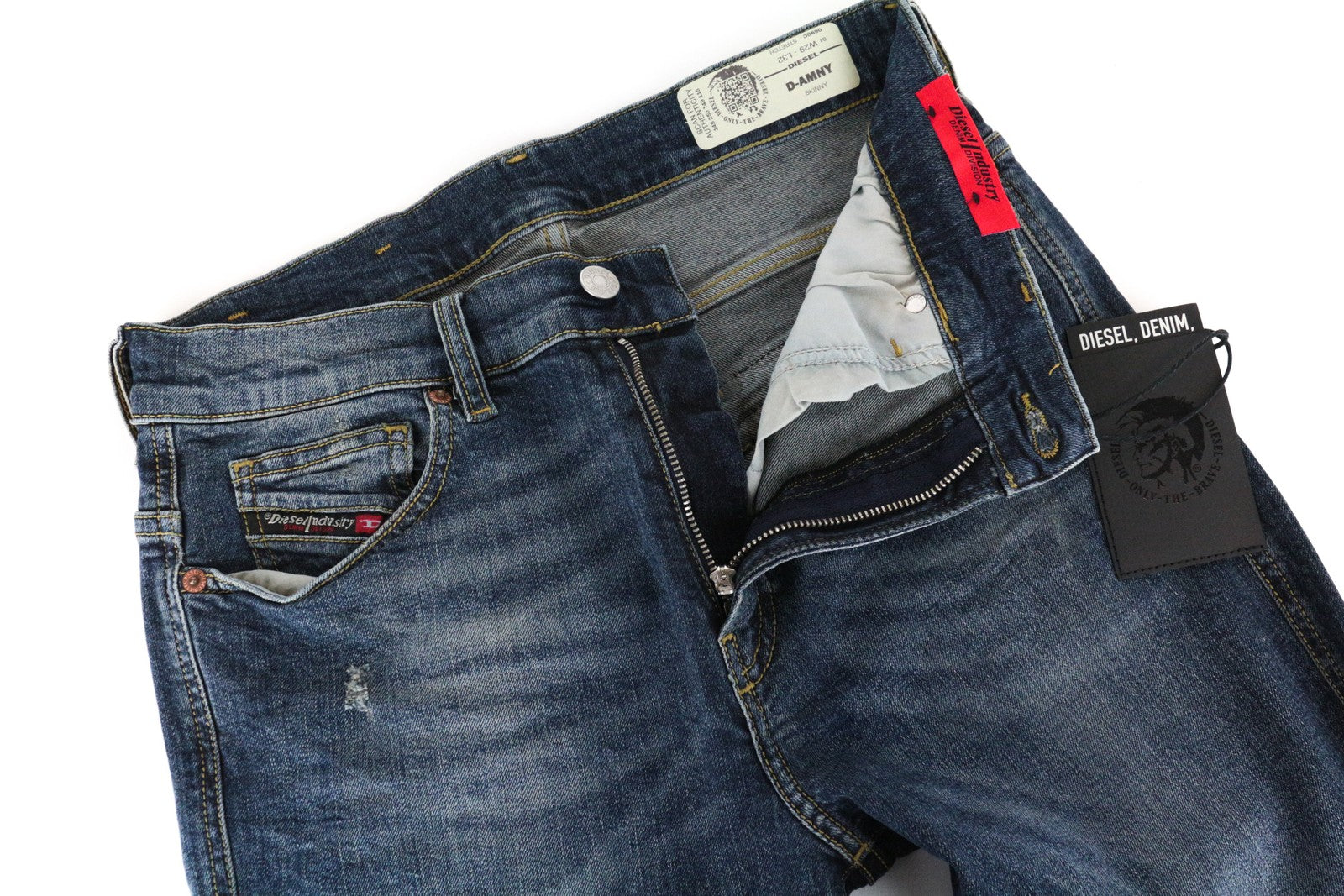 DIESEL D-Amny 069GC Men Jeans W29/L32 Skinny Wash Cotton Stretch Blue Denim