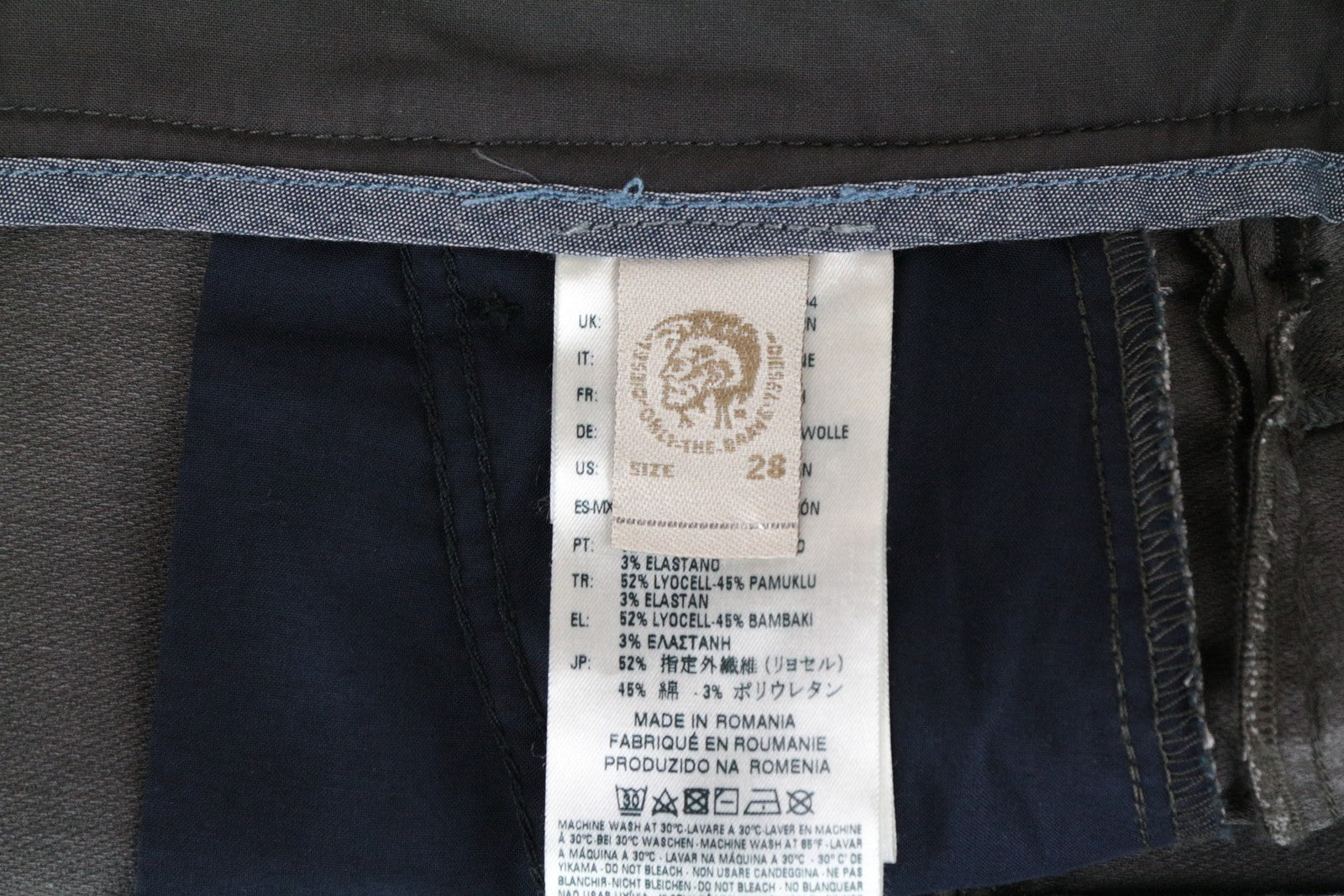 DIESEL Chino-M-NE 0685E Men Jeans W28 Sweat Jogg Slim Fit Grey Stretch Pleat