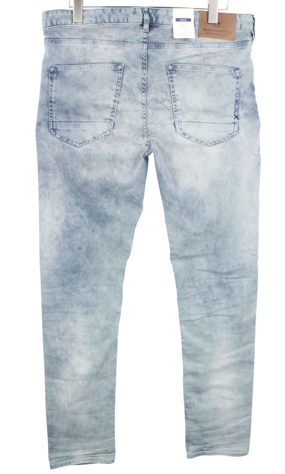 SCOTCH & SODA Skim Men Jeans W34/L32 Skinny Fit Stone Washed Light Blue Stretch