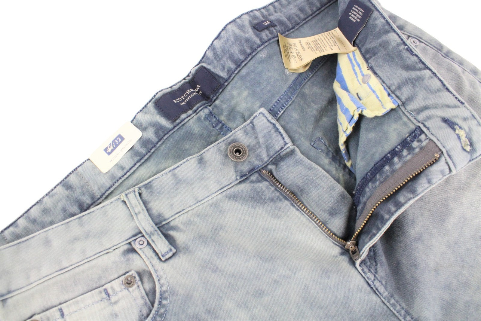 SCOTCH & SODA Skim Men Jeans W34/L32 Skinny Fit Stone Washed Light Blue Stretch