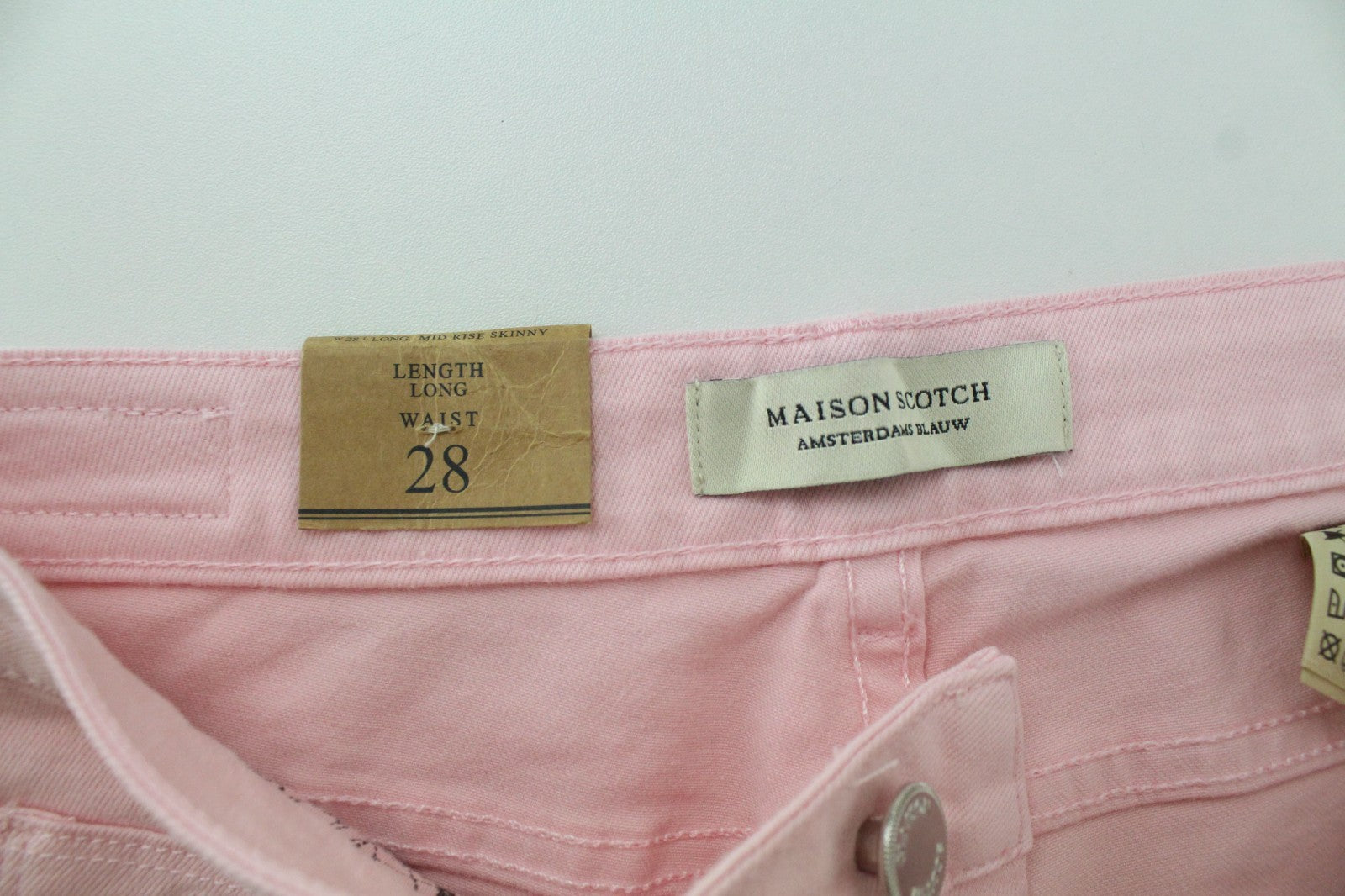 MAISON SCOTCH La Bohemienne Women Jeans W28 Mid-Rise Skinny Fit Pink Denim