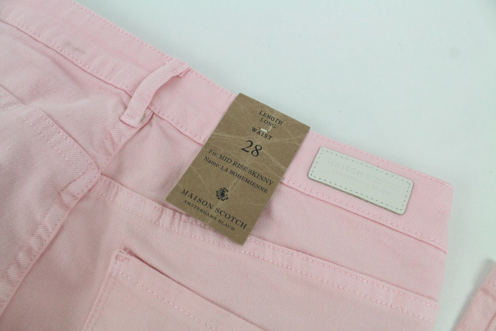 MAISON SCOTCH La Bohemienne Women Jeans W28 Mid-Rise Skinny Fit Pink Denim