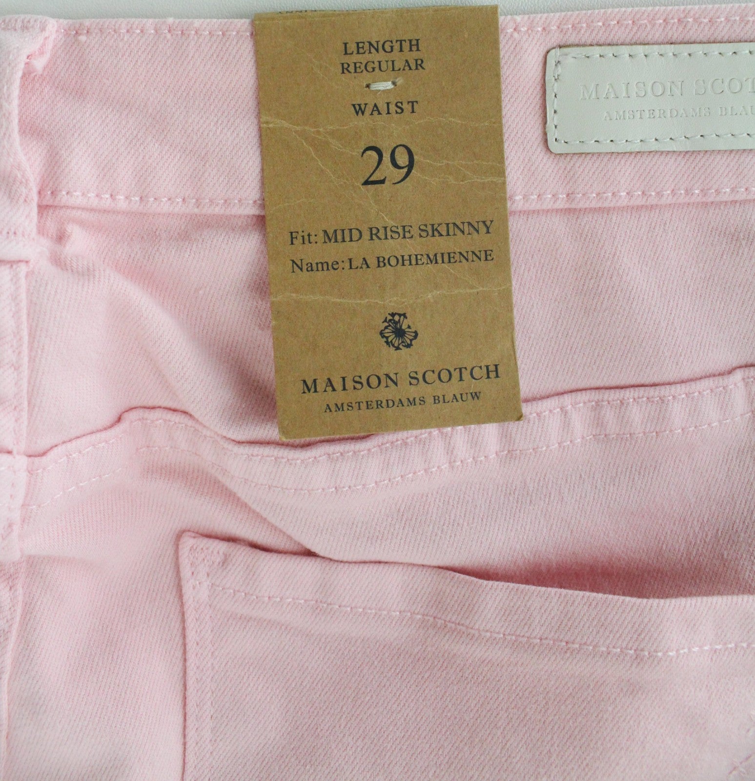 MAISON SCOTCH La Bohemienne Women Jeans W29 Denim Mid-Rise Skinny Fit Pink