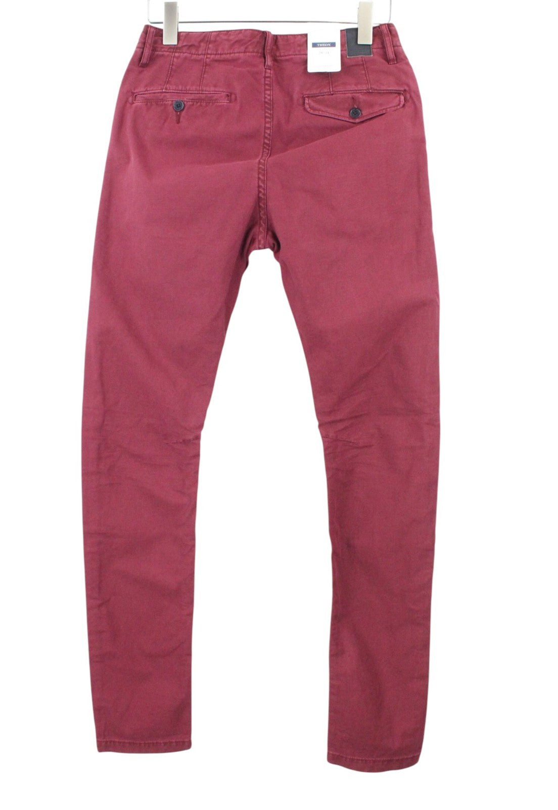 SCOTCH & SODA Theon Men Trousers W29/L34 Garment Dyed Hem Red Slim Fit Zip-Fly