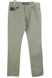 RICHMOND Denim Men Jeans W32 Khaki Lightweight Low Rise Super Skinny Linen Blend