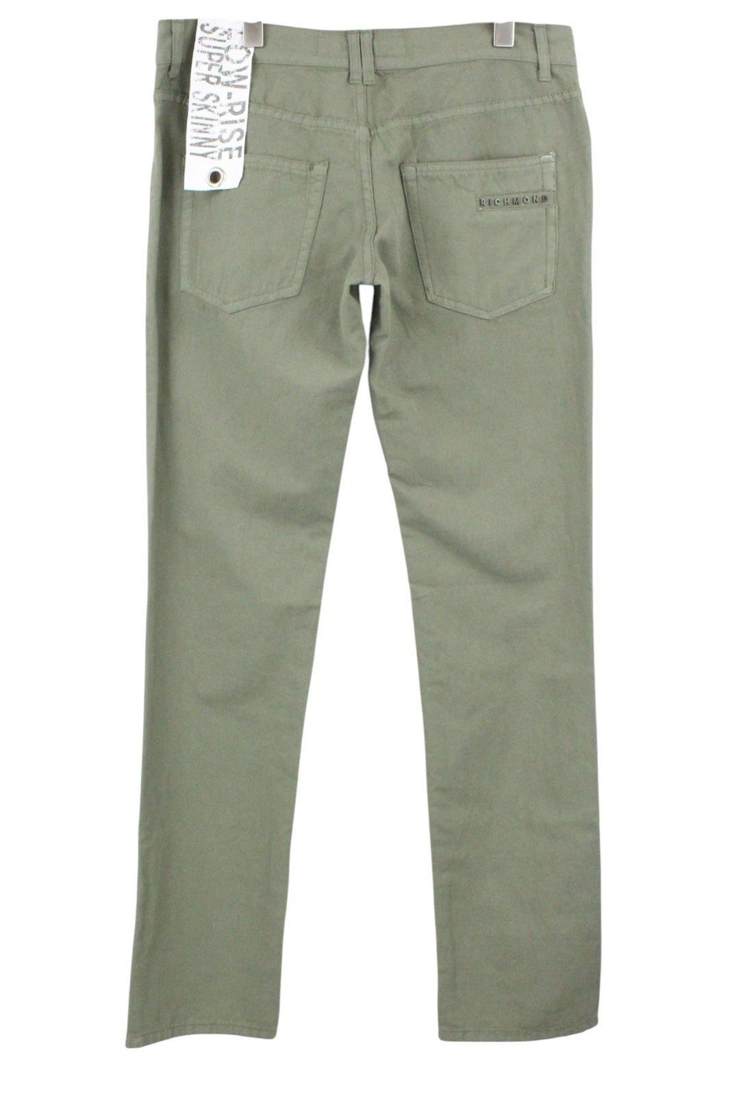 RICHMOND Denim Men Jeans W32 Khaki Lightweight Low Rise Super Skinny Linen Blend