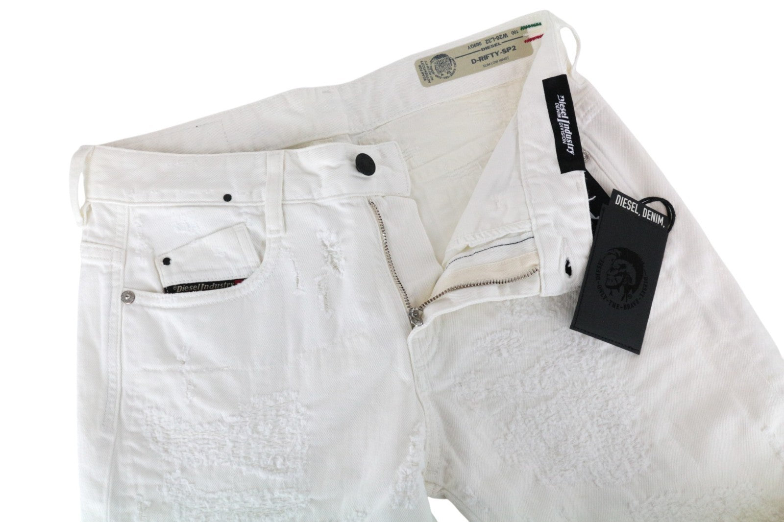 DIESEL D-RIFTY-SP2 069GY Women Jeans W26/L32 Slim White Low Waist Distressed