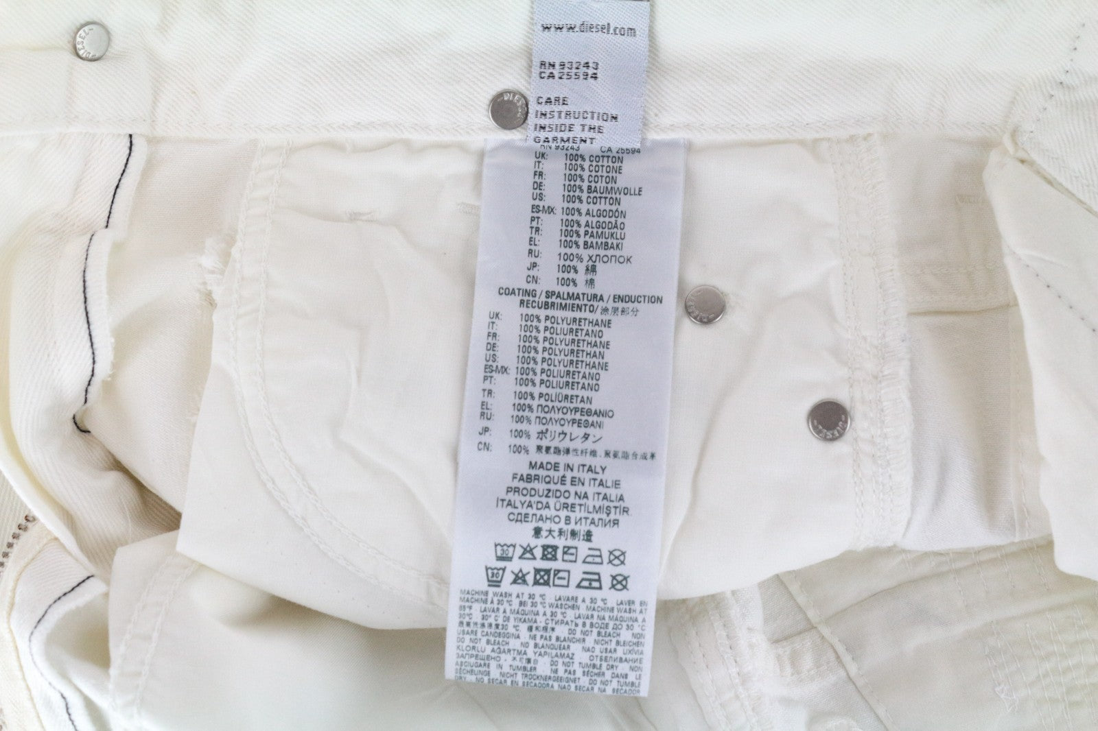 DIESEL D-RIFTY-SP2 069GY Women Jeans W26/L32 Slim White Low Waist Distressed
