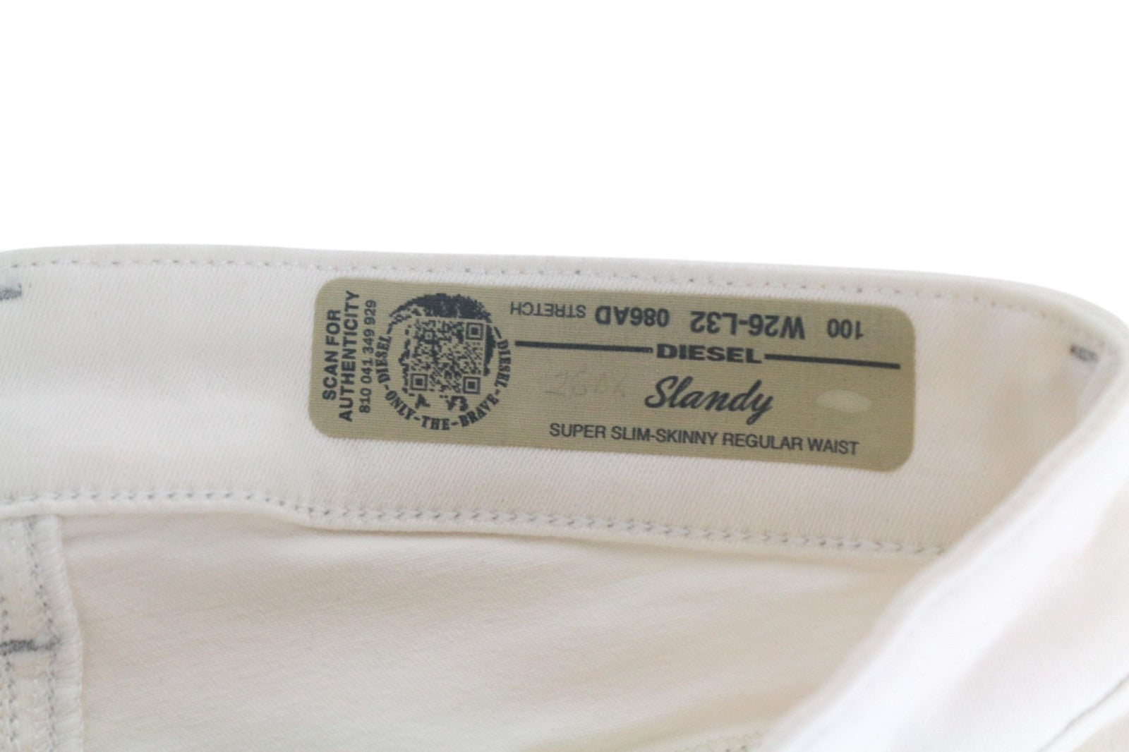 DIESEL Slandy 086AD Women Jeans W26/L32 Super Slim Fit Stretch Skinny White