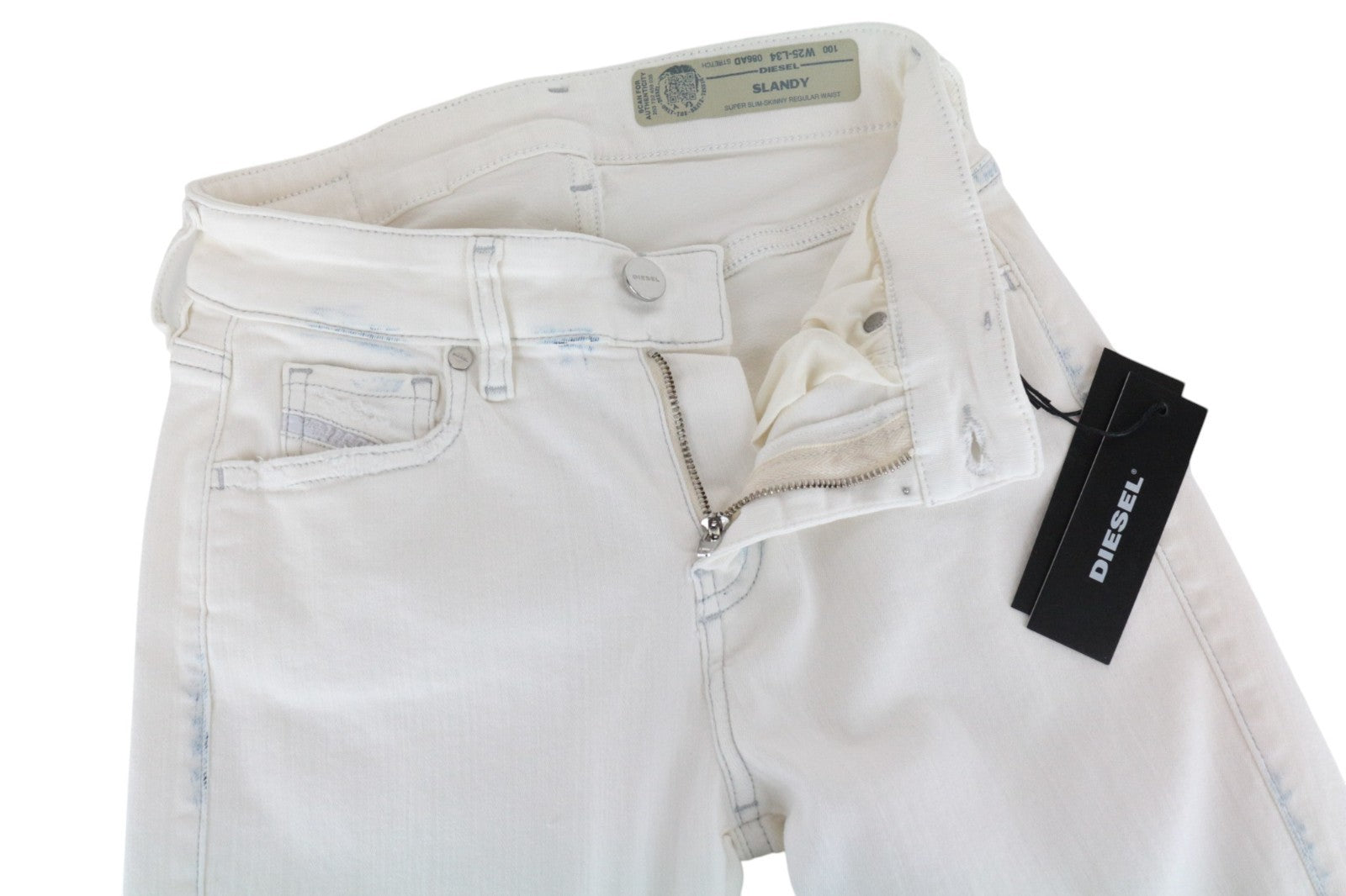 DIESEL Slandy 086AD Women Jeans W26/L34 Super Slim-Skinny Fit Stretch White