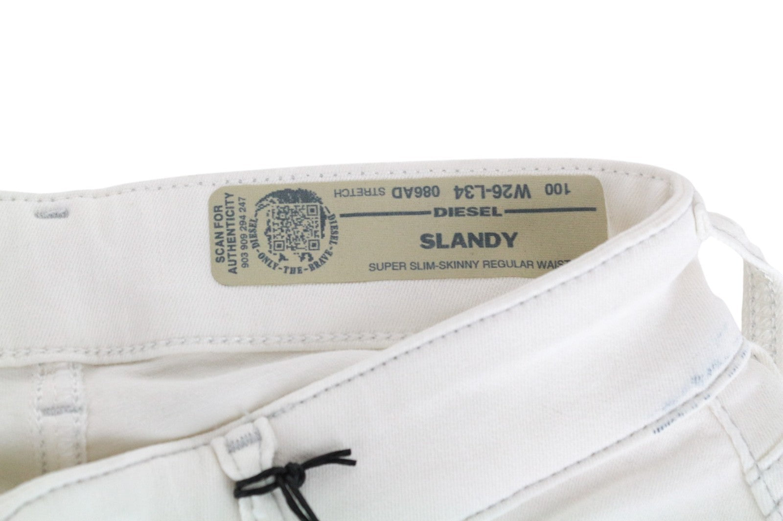 DIESEL Slandy 086AD Women Jeans W26/L34 Super Slim-Skinny Fit Stretch White