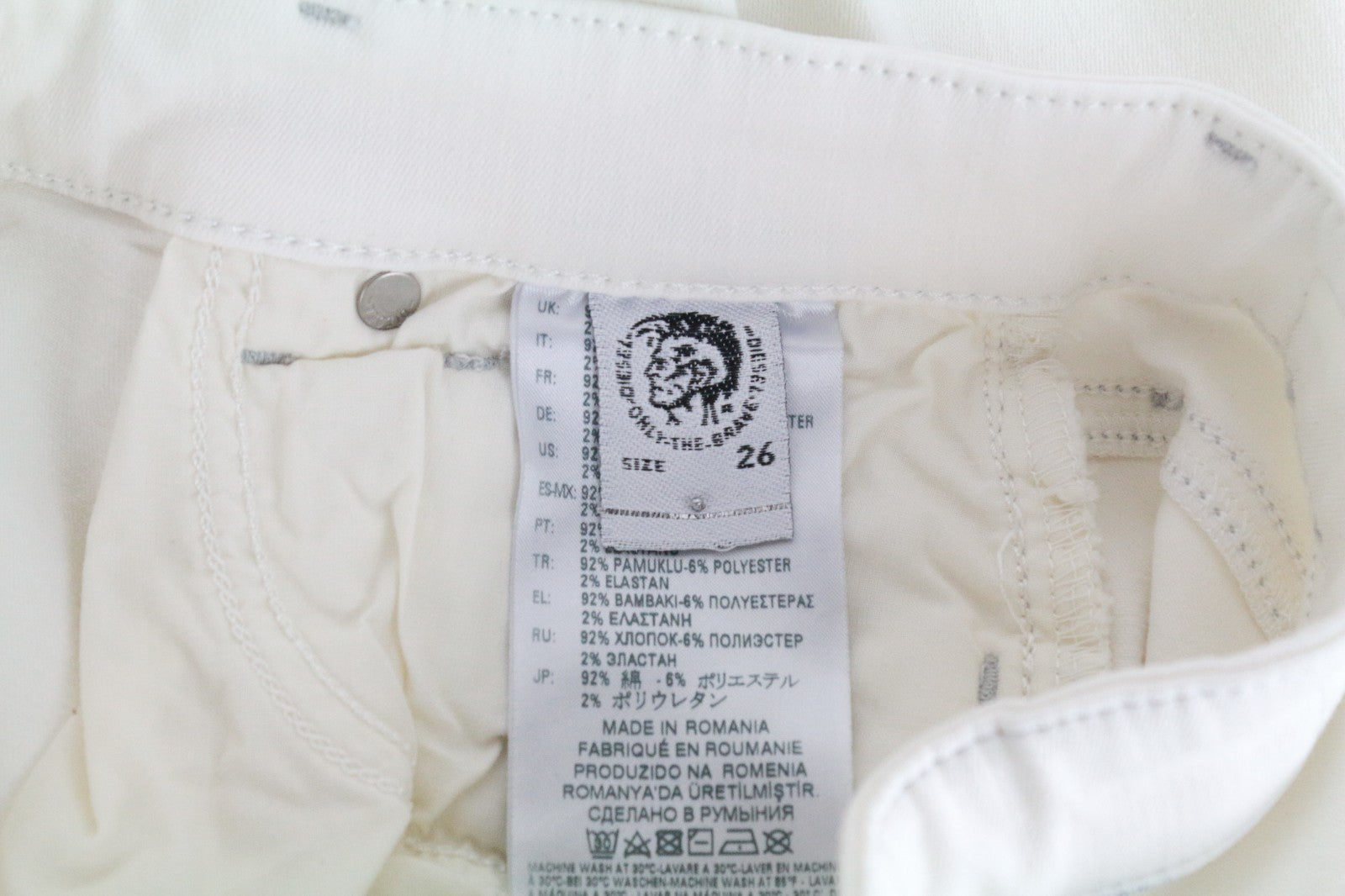 DIESEL Slandy 086AD Women Jeans W26/L34 Super Slim-Skinny Fit Stretch White