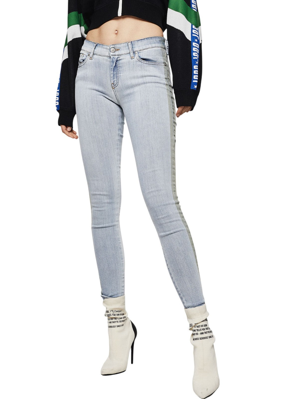 DIESEL Slandy-SP1 0090E Women Jeans W30/L30 Stretch Super Slim Skinny Blue