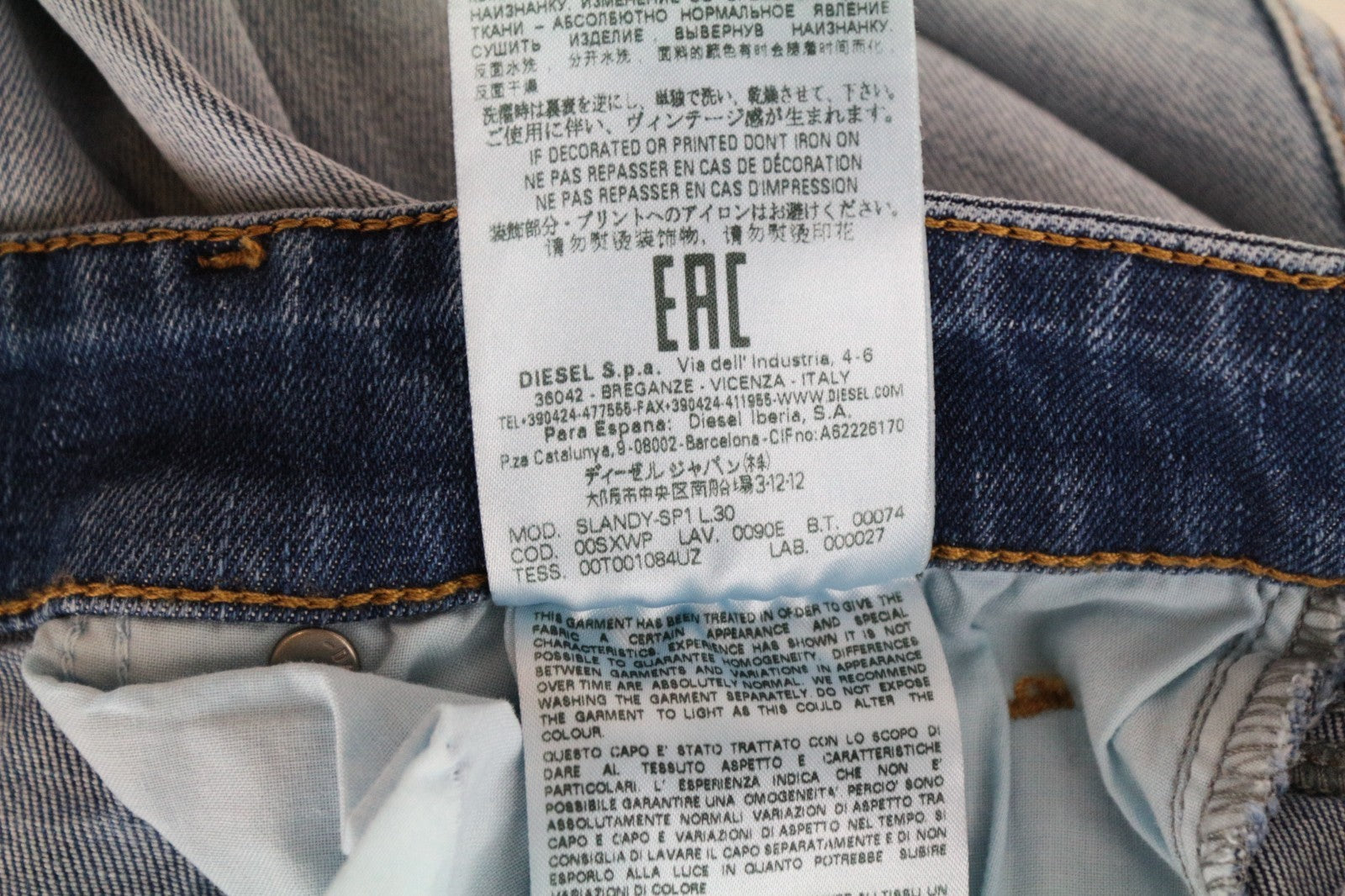 DIESEL Slandy-SP1 0090E Women Jeans W30/L30 Stretch Super Slim Skinny Blue