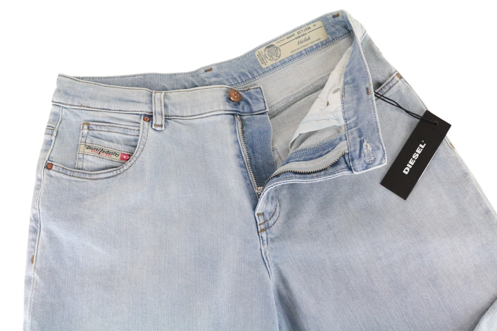 DIESEL Niclah 084RR Women Jeans W27/L32 Regular Straight High Waist Light Blue