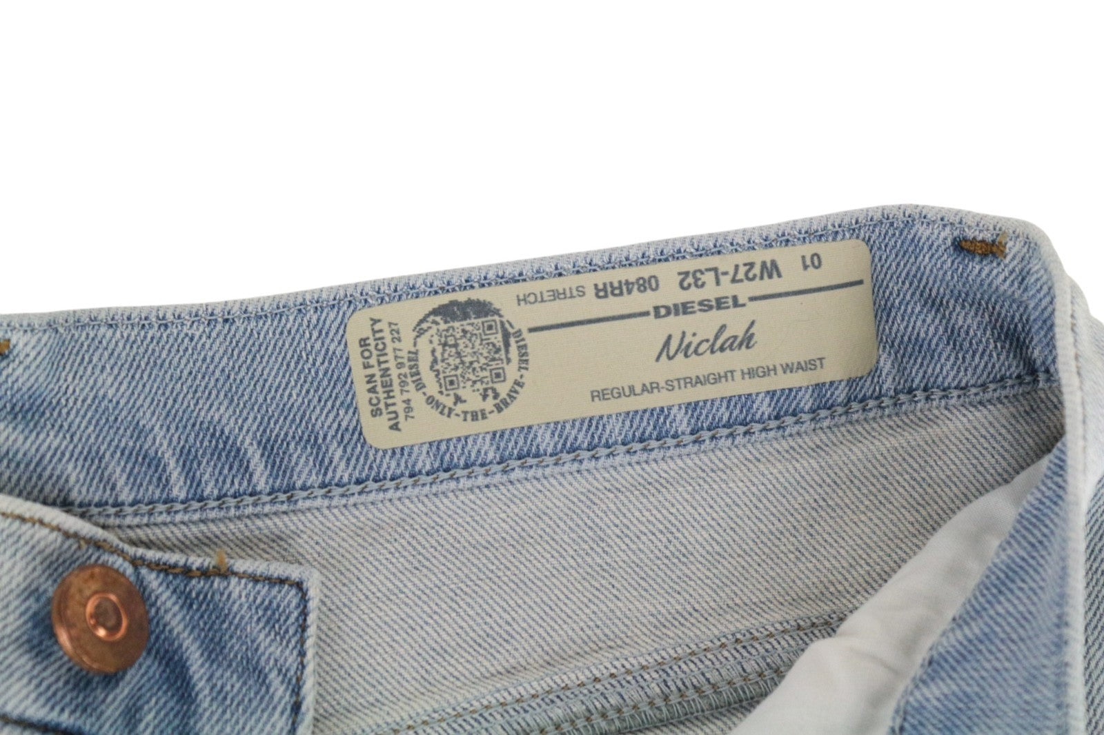 DIESEL Niclah 084RR Women Jeans W27/L32 Regular Straight High Waist Light Blue