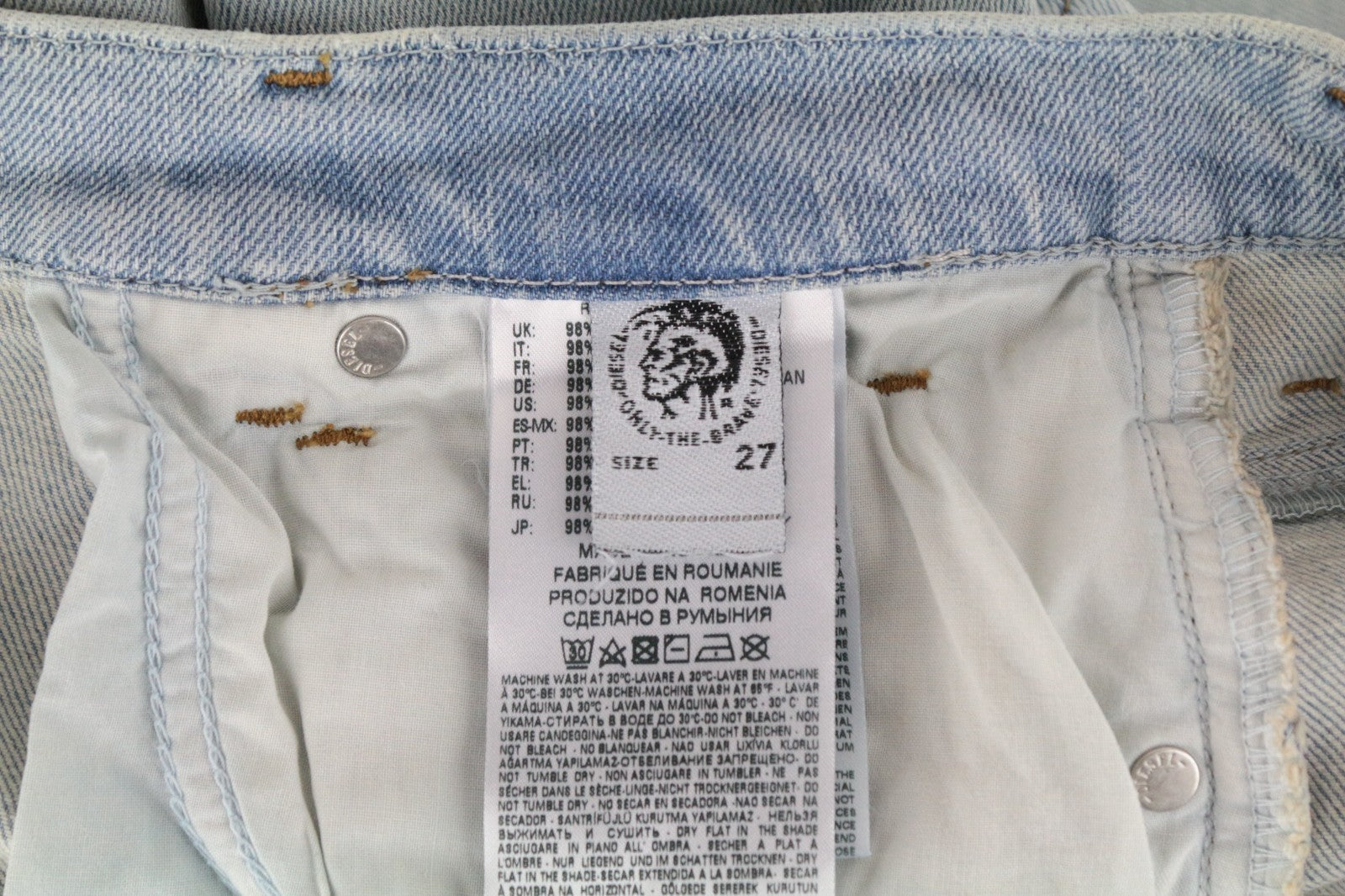 DIESEL Niclah 084RR Women Jeans W27/L32 Regular Straight High Waist Light Blue